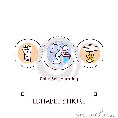 Child self harming concept icon Cartoon Illustration