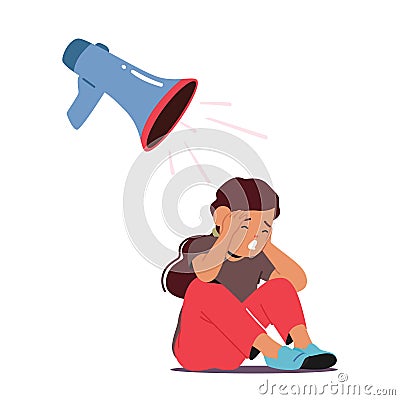 Child With Sensitivity To Loud Sounds, Symptom Of Autism Spectrum Disorder, Leading To Discomfort Or Distress Vector Illustration