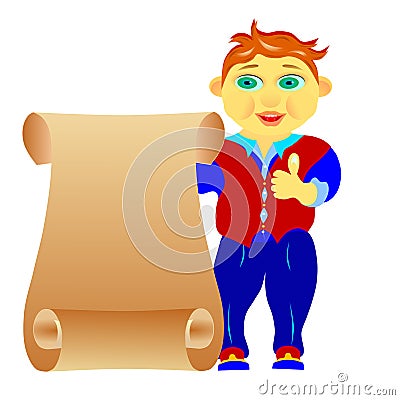 The child with a sheet of paper Vector Illustration