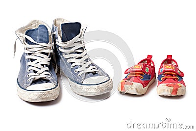 Child shoe and sneakers Stock Photo