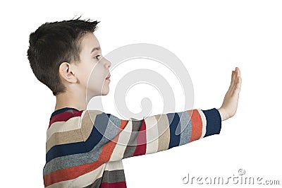 Child showing stop symbol Stock Photo