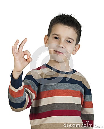 Child showing success symbol Stock Photo