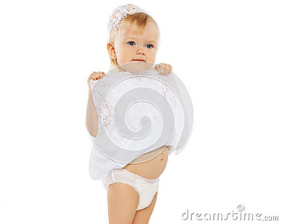 Child shows tummy Stock Photo