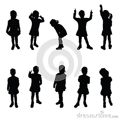 Child silhouette cute girl poses Vector Illustration