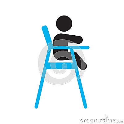 Child sitting in dining highchair silhouette icon Vector Illustration