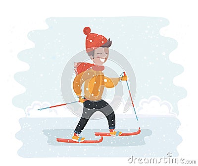 Child skiing down Vector Illustration