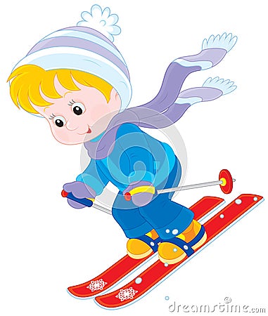 Child skiing Vector Illustration