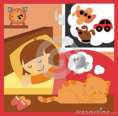 Child sleep in nursery Vector Illustration