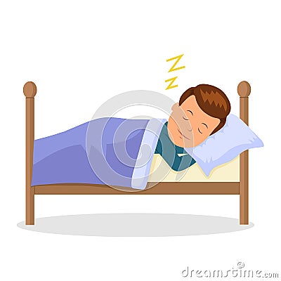 Child is sleeping sweet dream. Cartoon baby sleeping in a bed. Isolated vector illustration in the flat style Vector Illustration