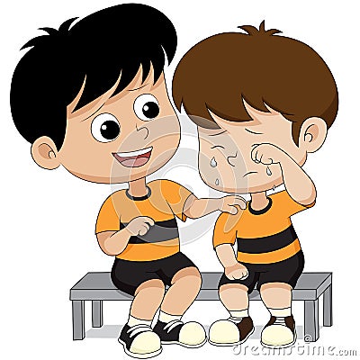 Child solace of his friends Vector Illustration