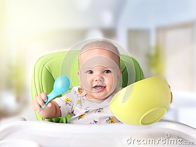 Child meal.Baby eating.Kid`s nutrition. Stock Photo