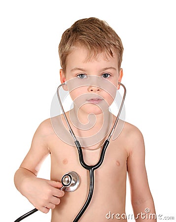 Child with stethoscope Stock Photo