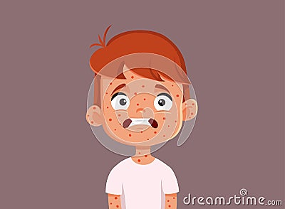 Child Suffering from Measles Vector Cartoon Illustration Vector Illustration