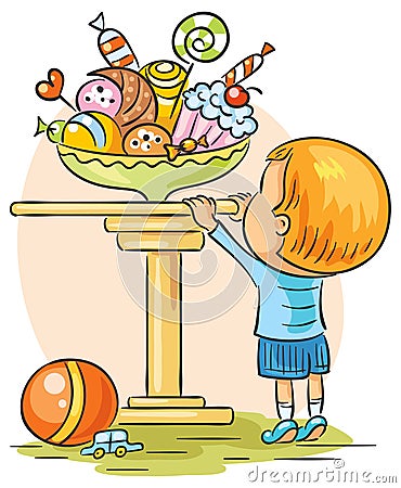 Child and sweets Vector Illustration