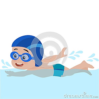 Child swimming in the pool Vector Illustration