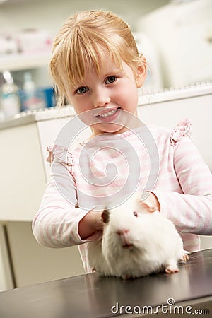 Child Taking Guinea Pig To Veterinary Surgery Stock Photo