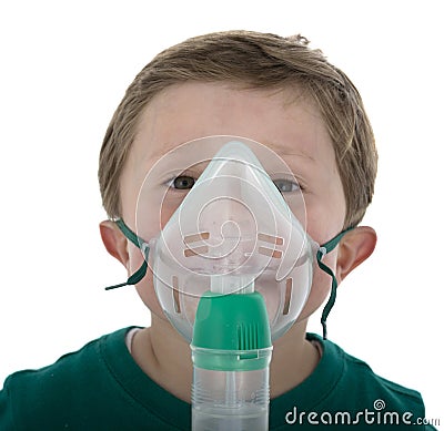 Child taking respiratory therapy. Stock Photo