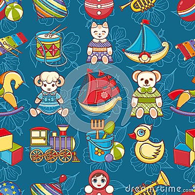 Child toy seamless pattern. Design element Vector Illustration