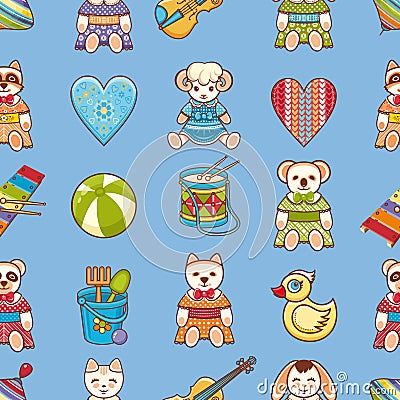 Child toy seamless pattern. Design element Vector Illustration