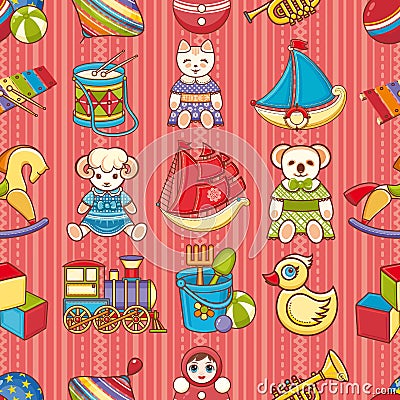 Child toy seamless pattern. Design element Vector Illustration