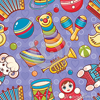 Child toy seamless pattern. Design element for postcard, banner, flyer Vector Illustration