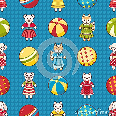 Child toy seamless pattern. Design element for postcard, banner, flyer Vector Illustration