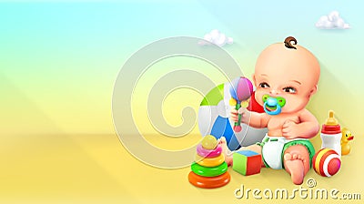 Child and toy Vector Illustration