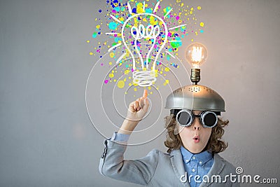 Child with toy virtual reality headset Stock Photo