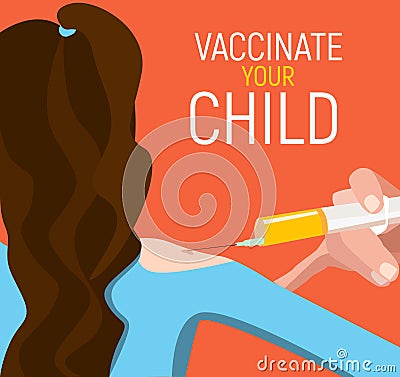 Child vaccination concept poster. Medical immunization, patient healthcare, illustration Stock Photo
