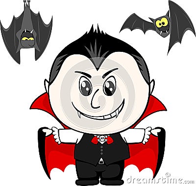 Child with vampire costume Vector Illustration