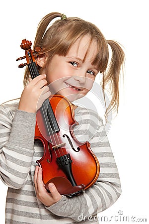 Child with violin Stock Photo