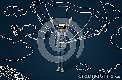 Child with virtual reality headset Stock Photo