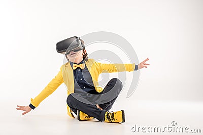 Child in virtual reality headset Stock Photo