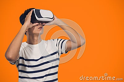 Child with virtual reality headset Stock Photo