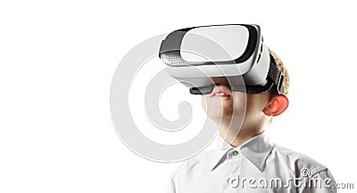 Child in virtual reality mask Stock Photo