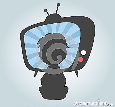 Child watching TV Vector Illustration