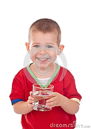 Child with water in glass Stock Photo
