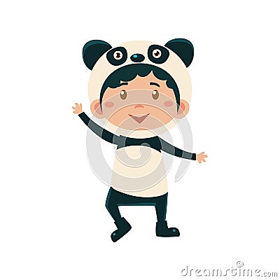 Child Wearing Costume of Panda. Vector Illustration Vector Illustration