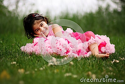 Child wearing pettiskirt Stock Photo