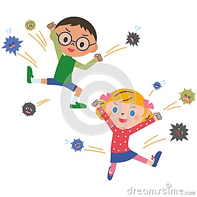 Child who does not lose a cold Vector Illustration