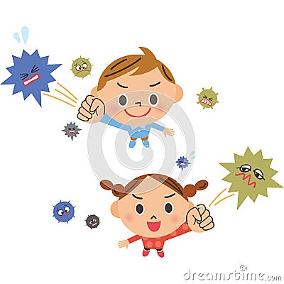 Child who fights against a cold Vector Illustration