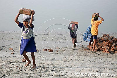 Child workers Editorial Stock Photo