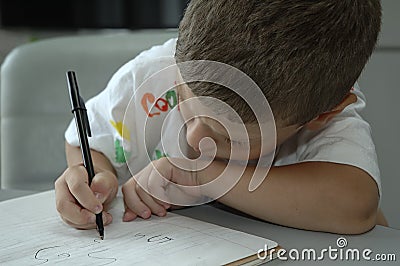 Child Writing Stock Photo