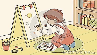 Child writing on paper at desk, indoor study and learning routine vector design Generative AI Vector Illustration