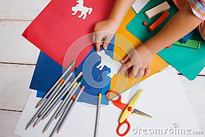Childhood art. Early children education Stock Photo