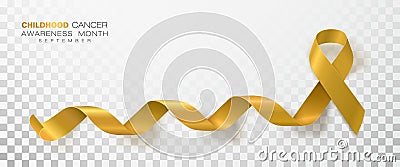 Childhood Cancer Awareness Month. Gold Color Ribbon Isolated On Transparent Background. Vector Design Template For Vector Illustration