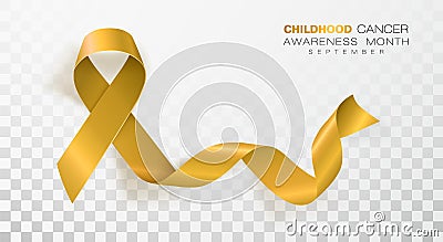 Childhood Cancer Awareness Month. Gold Color Ribbon Isolated On Transparent Background. Vector Design Template For Vector Illustration