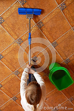 Childhood cleaning up Stock Photo