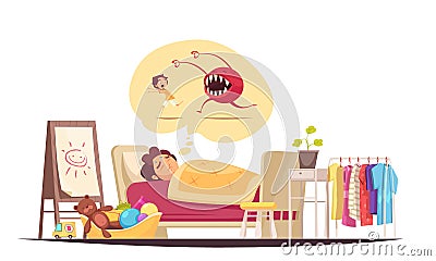 Childhood Fears Composition Vector Illustration