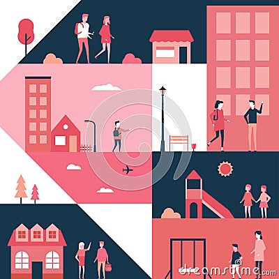 Childhood - flat design style illustration Vector Illustration